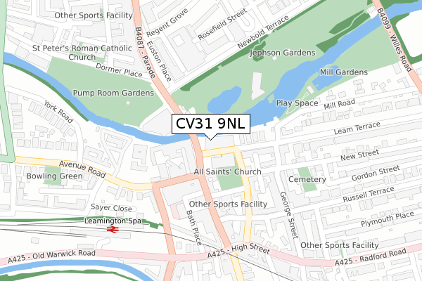 CV31 9NL map - large scale - OS Open Zoomstack (Ordnance Survey)