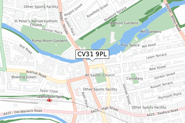 CV31 9PL map - large scale - OS Open Zoomstack (Ordnance Survey)