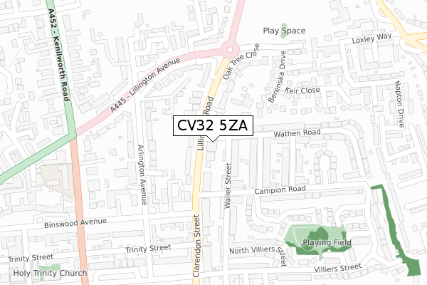 CV32 5ZA map - large scale - OS Open Zoomstack (Ordnance Survey)