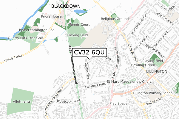 CV32 6QU map - small scale - OS Open Zoomstack (Ordnance Survey) CV32 6QU map - small scale - OS Open Zoomstack (Ordnance Survey)