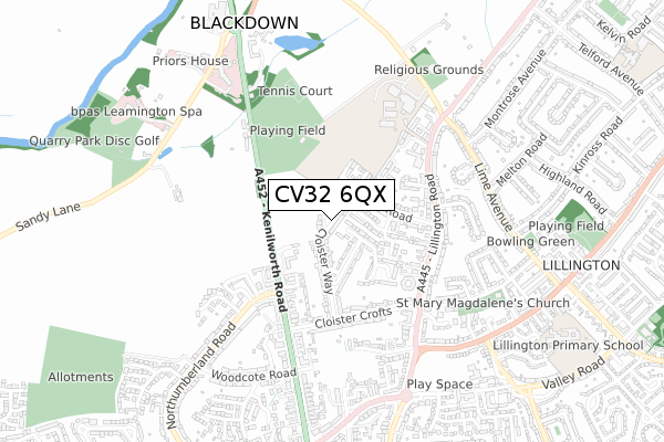 CV32 6QX map - small scale - OS Open Zoomstack (Ordnance Survey) CV32 6QX map - small scale - OS Open Zoomstack (Ordnance Survey)