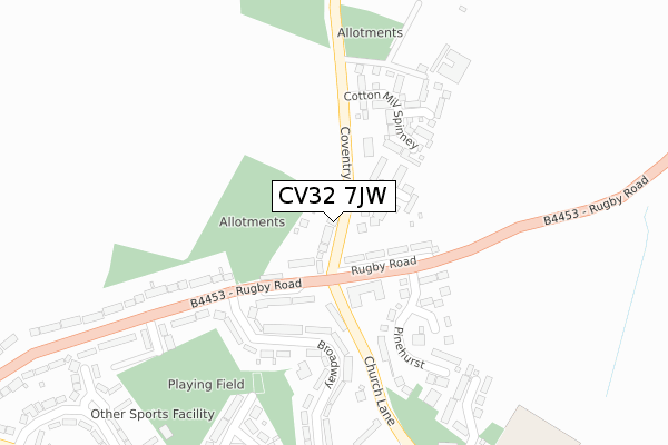 CV32 7JW map - large scale - OS Open Zoomstack (Ordnance Survey)