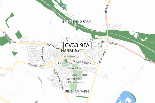 CV33 9FA map - small scale - OS Open Zoomstack (Ordnance Survey)