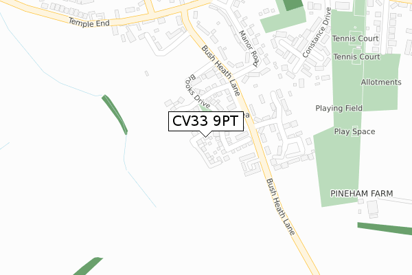 CV33 9PT map - large scale - OS Open Zoomstack (Ordnance Survey)