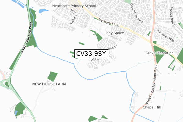 CV33 9SY map - small scale - OS Open Zoomstack (Ordnance Survey)