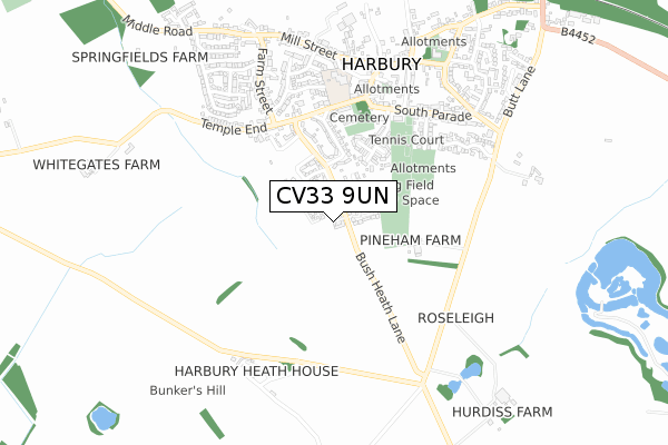 CV33 9UN map - small scale - OS Open Zoomstack (Ordnance Survey)