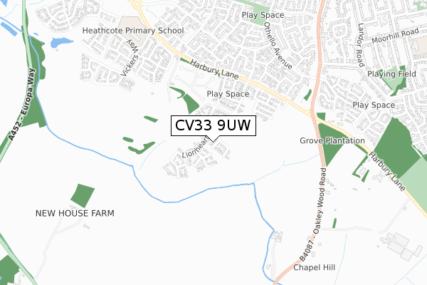 CV33 9UW map - small scale - OS Open Zoomstack (Ordnance Survey)