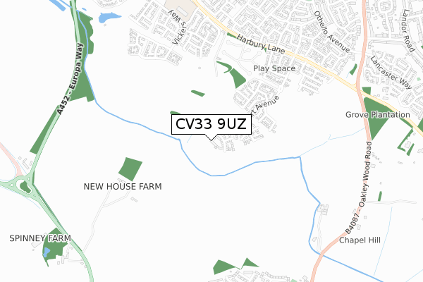 CV33 9UZ map - small scale - OS Open Zoomstack (Ordnance Survey)