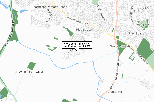 CV33 9WA map - small scale - OS Open Zoomstack (Ordnance Survey) CV33 9WA map - small scale - OS Open Zoomstack (Ordnance Survey)