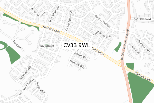 CV33 9WL map - large scale - OS Open Zoomstack (Ordnance Survey)