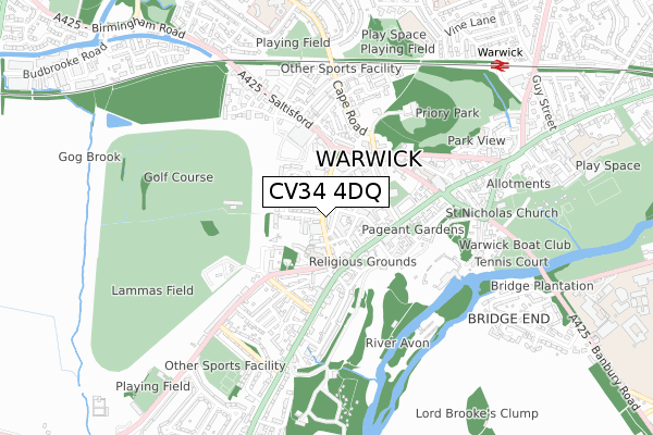 CV34 4DQ map - small scale - OS Open Zoomstack (Ordnance Survey) CV34 4DQ map - small scale - OS Open Zoomstack (Ordnance Survey)