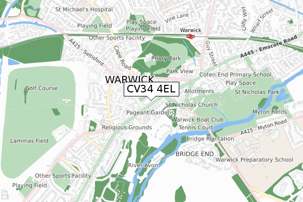CV34 4EL map - small scale - OS Open Zoomstack (Ordnance Survey) CV34 4EL map - small scale - OS Open Zoomstack (Ordnance Survey)
