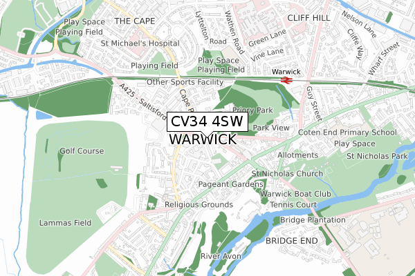 CV34 4SW map - small scale - OS Open Zoomstack (Ordnance Survey)