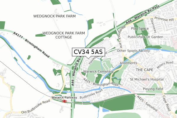 CV34 5AS map - small scale - OS Open Zoomstack (Ordnance Survey) CV34 5AS map - small scale - OS Open Zoomstack (Ordnance Survey)