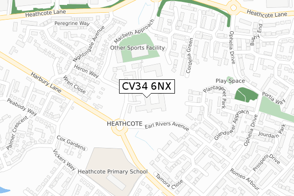 CV34 6NX map - large scale - OS Open Zoomstack (Ordnance Survey)