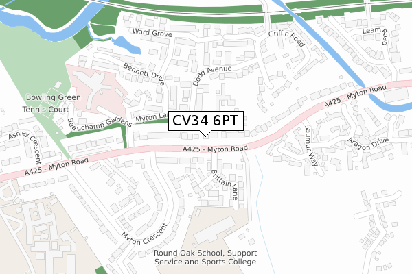 CV34 6PT map - large scale - OS Open Zoomstack (Ordnance Survey)