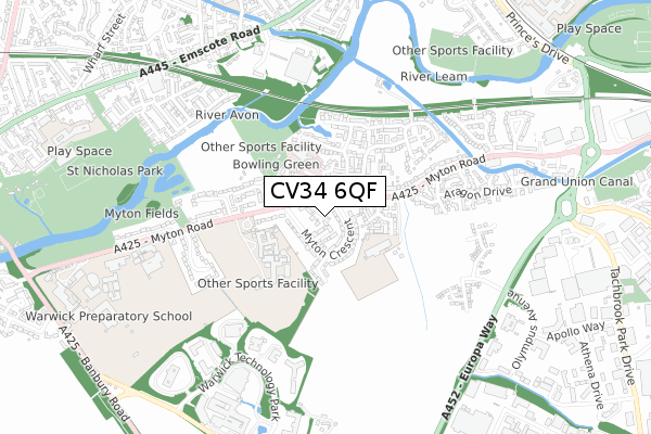 CV34 6QF map - small scale - OS Open Zoomstack (Ordnance Survey) CV34 6QF map - small scale - OS Open Zoomstack (Ordnance Survey)