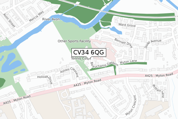 CV34 6QG map - large scale - OS Open Zoomstack (Ordnance Survey)