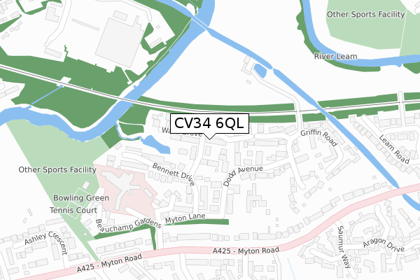 CV34 6QL map - large scale - OS Open Zoomstack (Ordnance Survey) CV34 6QL map - large scale - OS Open Zoomstack (Ordnance Survey)