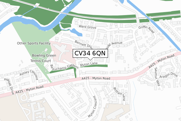 CV34 6QN map - large scale - OS Open Zoomstack (Ordnance Survey) CV34 6QN map - large scale - OS Open Zoomstack (Ordnance Survey)