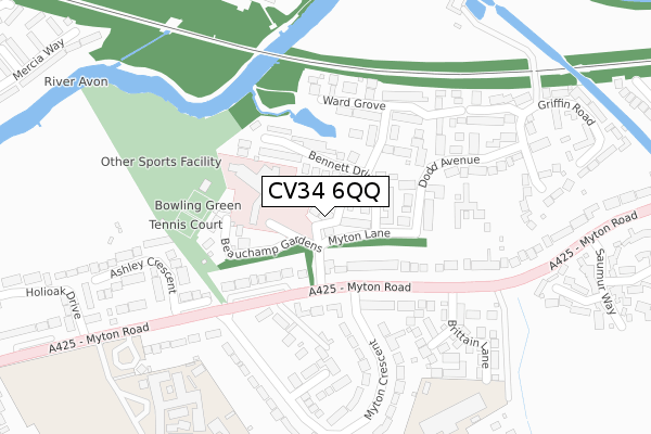 CV34 6QQ map - large scale - OS Open Zoomstack (Ordnance Survey) CV34 6QQ map - large scale - OS Open Zoomstack (Ordnance Survey)