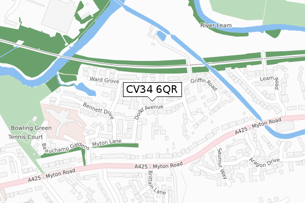 CV34 6QR map - large scale - OS Open Zoomstack (Ordnance Survey)