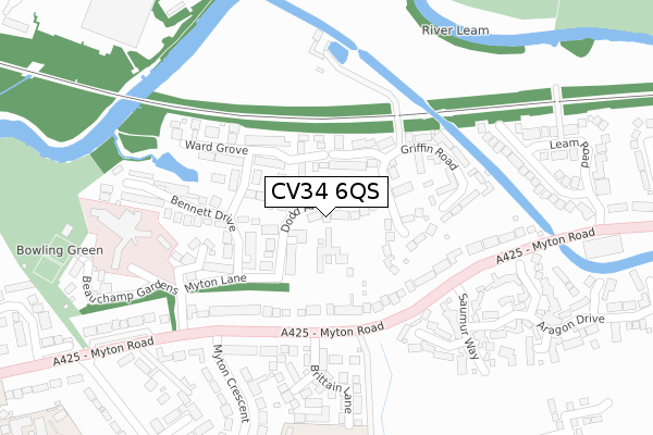 CV34 6QS map - large scale - OS Open Zoomstack (Ordnance Survey)