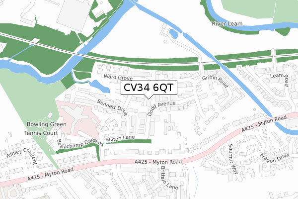 CV34 6QT map - large scale - OS Open Zoomstack (Ordnance Survey)