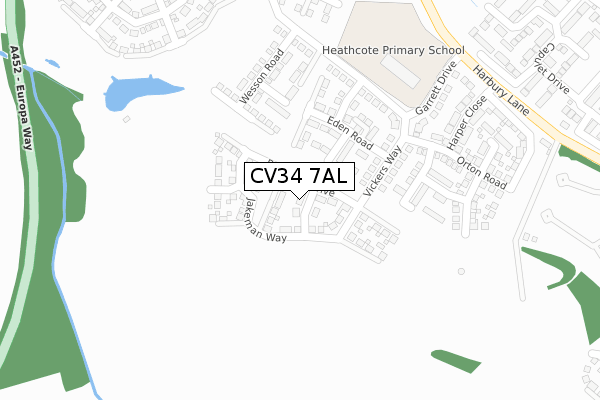 CV34 7AL map - large scale - OS Open Zoomstack (Ordnance Survey)