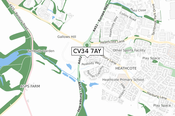 CV34 7AY map - small scale - OS Open Zoomstack (Ordnance Survey) CV34 7AY map - small scale - OS Open Zoomstack (Ordnance Survey)