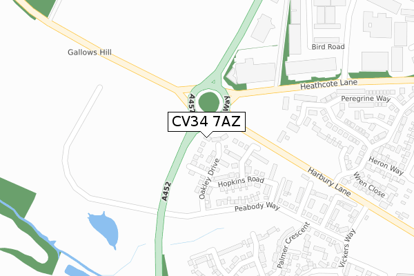 CV34 7AZ map - large scale - OS Open Zoomstack (Ordnance Survey)