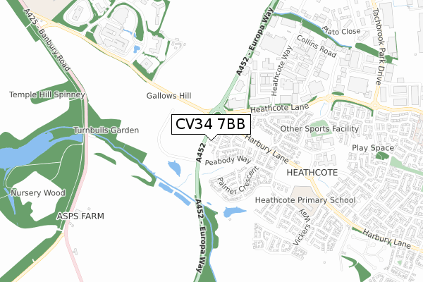 CV34 7BB map - small scale - OS Open Zoomstack (Ordnance Survey) CV34 7BB map - small scale - OS Open Zoomstack (Ordnance Survey)