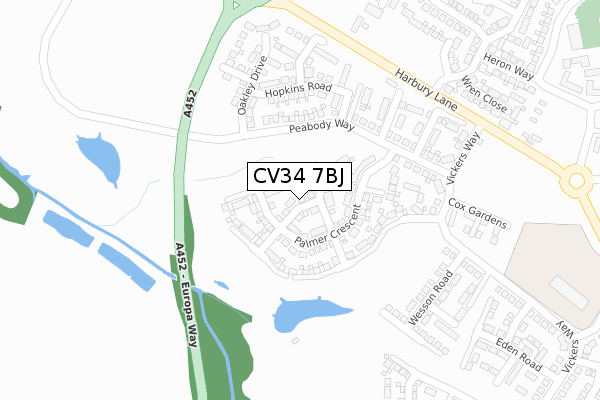 CV34 7BJ map - large scale - OS Open Zoomstack (Ordnance Survey) CV34 7BJ map - large scale - OS Open Zoomstack (Ordnance Survey)
