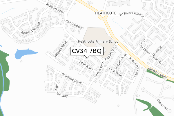 CV34 7BQ map - large scale - OS Open Zoomstack (Ordnance Survey)