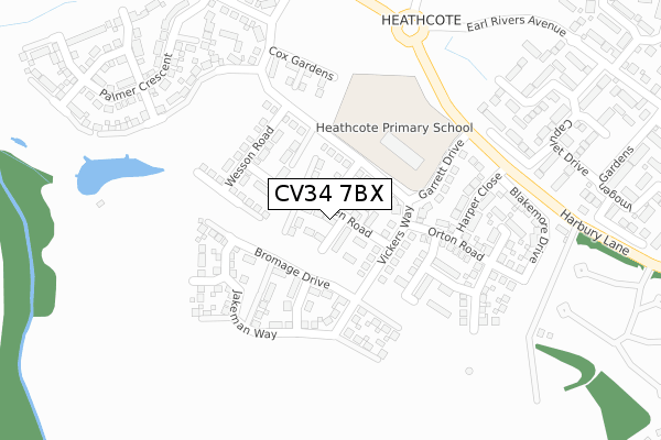 CV34 7BX map - large scale - OS Open Zoomstack (Ordnance Survey)