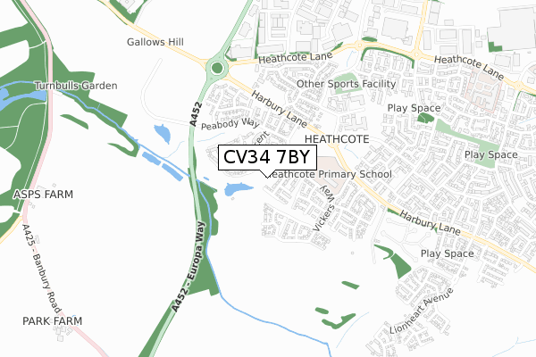 CV34 7BY map - small scale - OS Open Zoomstack (Ordnance Survey)