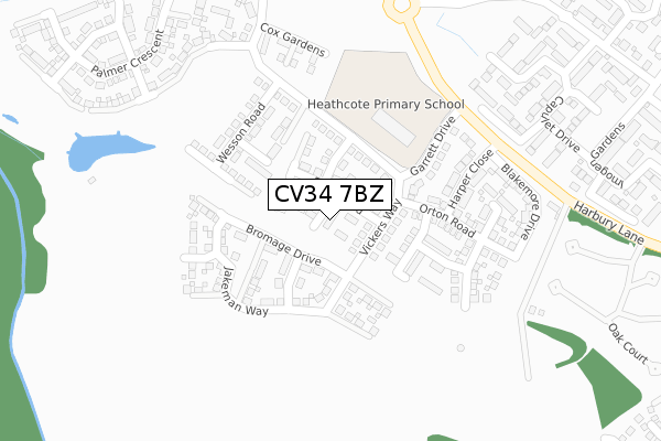 CV34 7BZ map - large scale - OS Open Zoomstack (Ordnance Survey)