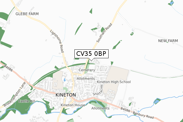 CV35 0BP map - small scale - OS Open Zoomstack (Ordnance Survey)