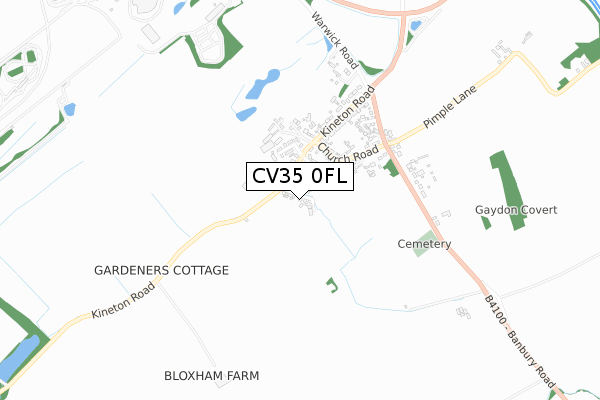 CV35 0FL map - small scale - OS Open Zoomstack (Ordnance Survey)