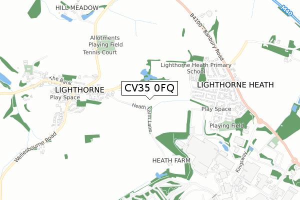CV35 0FQ map - small scale - OS Open Zoomstack (Ordnance Survey)