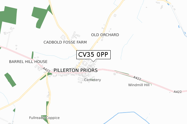 CV35 0PP map - small scale - OS Open Zoomstack (Ordnance Survey)