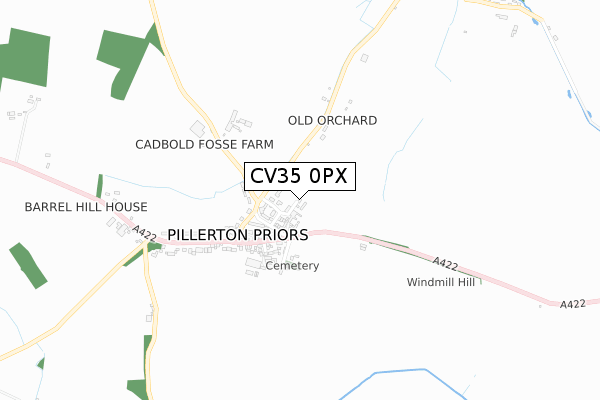 CV35 0PX map - small scale - OS Open Zoomstack (Ordnance Survey)