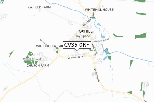 CV35 0RF map - small scale - OS Open Zoomstack (Ordnance Survey)