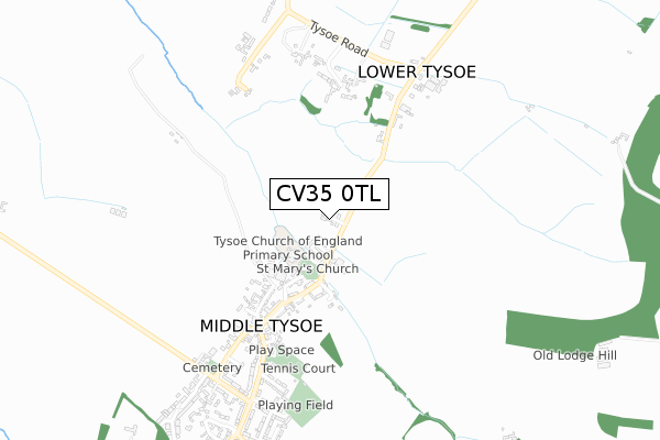 CV35 0TL map - small scale - OS Open Zoomstack (Ordnance Survey)