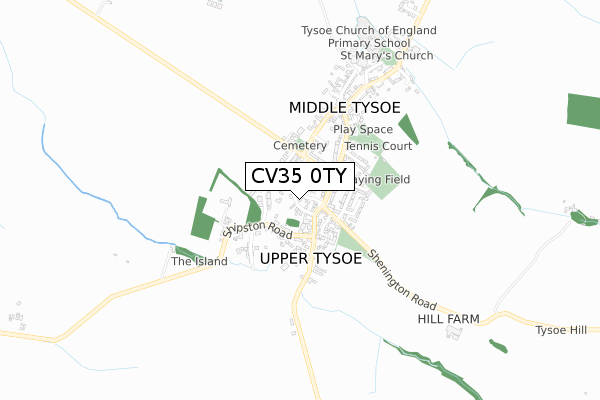 CV35 0TY map - small scale - OS Open Zoomstack (Ordnance Survey)