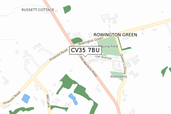 CV35 7BU map - large scale - OS Open Zoomstack (Ordnance Survey)