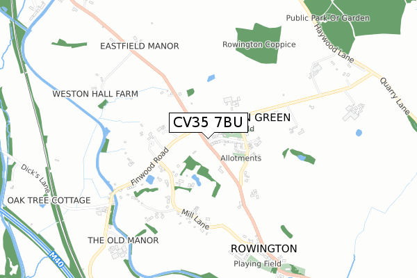 CV35 7BU map - small scale - OS Open Zoomstack (Ordnance Survey)