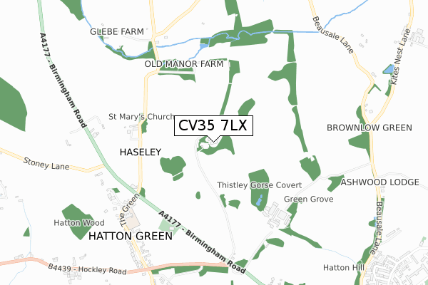 CV35 7LX map - small scale - OS Open Zoomstack (Ordnance Survey)