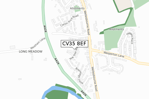 CV35 8EF map - large scale - OS Open Zoomstack (Ordnance Survey)