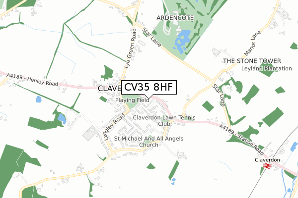 CV35 8HF map - small scale - OS Open Zoomstack (Ordnance Survey)